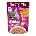 Whiskas Tasty Mix, Adult (1+ Years) Wet Cat Food with Real Fish, Tuna with Kanikama and Carrot in Gravy Flavour, 24 x 70 g Pouches