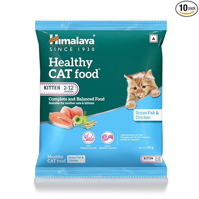 Himalaya Healthy Cat Food - Mother and Kitten (Ocean Fish and Chicken) 50 G (Pack of 10),Pellet