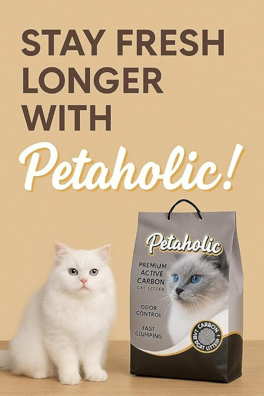 Petaholic Cat Litter (Pack of 2) New Restored Active Carbon for Super Quick Cleaning | Bentonite Clumping Cat Litter with Ultra Odor Control | Safe for Multiple Cats & Kittens (10L + 10L)