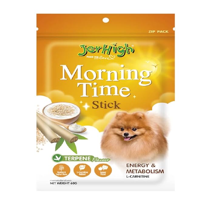 Jerhigh Dog Treat for Energy & Metabolism - Relaxing & Calming - Morning Time Snack Stick Added Coconut & Terpene 60 G, (Pack of 1),All Life Stages