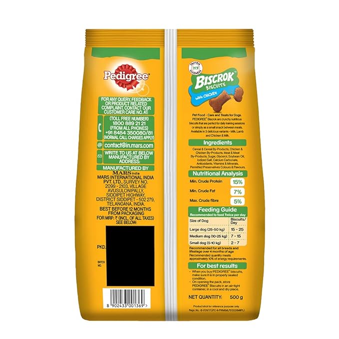Pedigree Wet Food for Adult Dogs, Grilled Liver Chunks Flavour in Gravy with Vegetables, 30 Pouches (30 X 70 g)&Pedigree Biscrok Biscuit Treats for Dogs (Above 4 Months), Chicken Flavour, 500g Pack