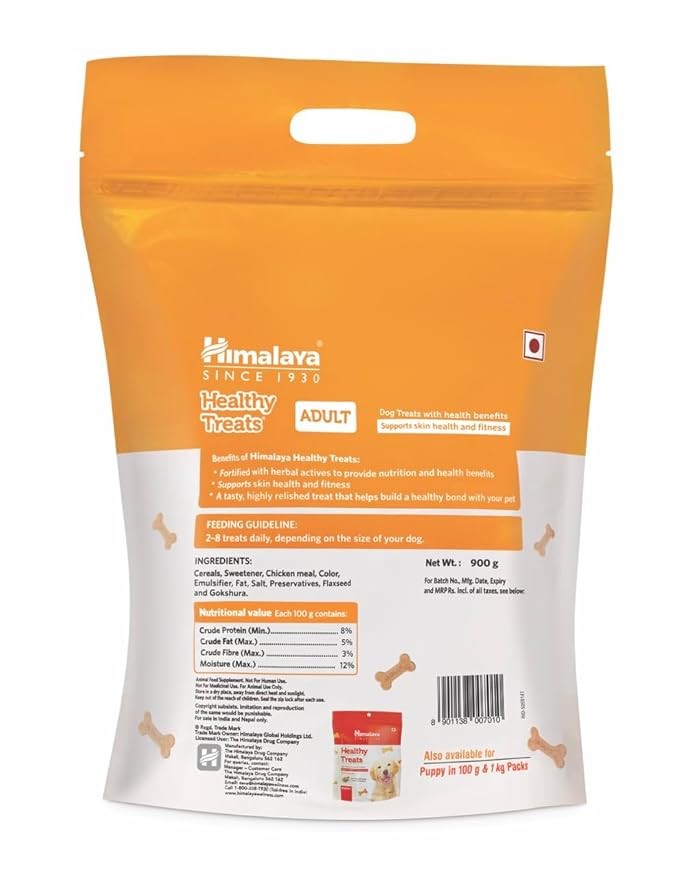 Himalaya Healthy Dog Biscuit Treats for Adult Dog with Chicken, 900g I Improves Skin Health I Active Life | Training & Rewards