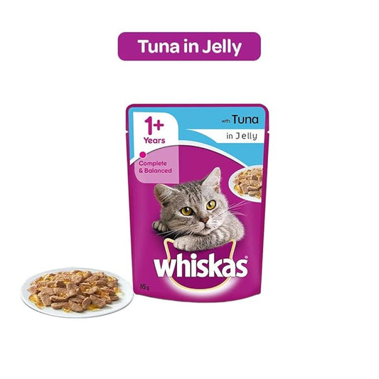 Whiskas Adult Cat Food Combo - Ocean Fish Dry, 3kg + Tuna in Jelly, 85g (6 Pouches)