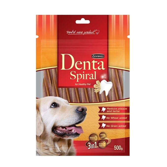 Goodies Dental Spiral Sticks for Dogs – 500g | Long-Lasting Oral Care Chews for All Breeds | Helps Reduce Plaque & Tartar | Supports Fresh Breath & Healthy Gums