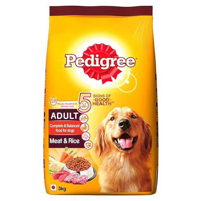 Pedigree Adult Wet Dog Food, Chicken & Liver Chunks in Gravy, 70 g (Pack of 15) & Adult Dry Dog Food, Meat & Rice, 3kg Pack & Adult Dry Dog Food, Chicken & Vegetables, 3kg Pack
