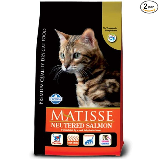 FARMINA PET FOODS Matisse Premium Salmon Dry Cat Food For Neutered For Adult Cats - 1.5 Kg Each - Pack Of 22685