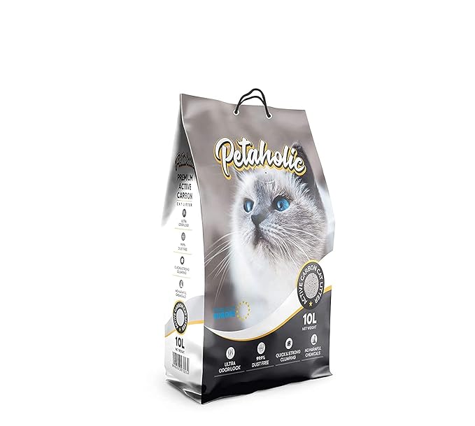 DOGTOWN Petaholic Active Carbon cat litter100% Natural | Dust Free | Super Absorbent | Chemical Free | ((10L) (Pack of 2)