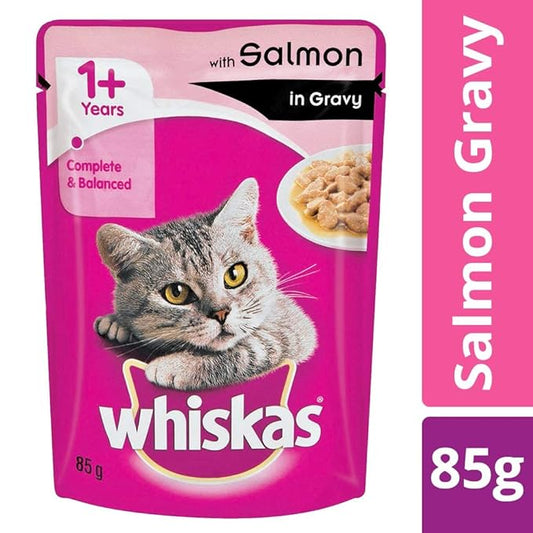 whiskas Adult (+1 Year) Wet Cat Food, Salmon In Gravy, 85G Pouch, 1 Count