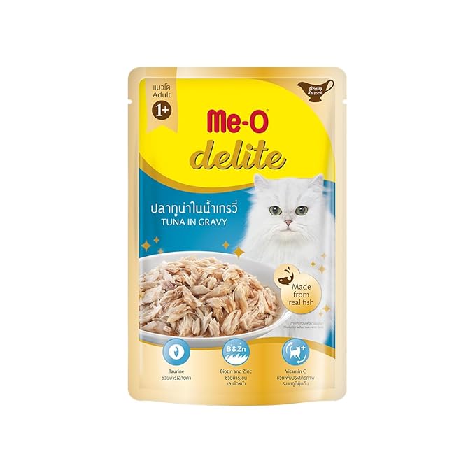 Me-O Delite Tuna in Gravy 70G, Wet Food, Pack of 12 (70G X 12, 840G), Adult, cat