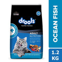 Drools Adult Dry Cat Food 1.2kg Pack | Ocean Fish Flavour |Taurine That Helps Maintain a Healthy Heart | Healthy Skin & Beautiful Coat | Complete Nutrition | Digestive Health | Healthy Growth