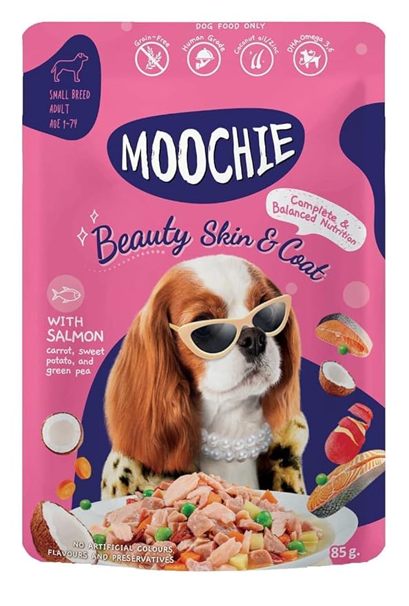 PETS EMPIRE Moochie Wet Dog Food Combo (85g X 5) Grain Free Gavy Meal, No Artificial Flavours, High Protein Dogs Gravy Foods, Non-Vegetarian Pet Meals, All Flavour Mix for Dogs, Puppy