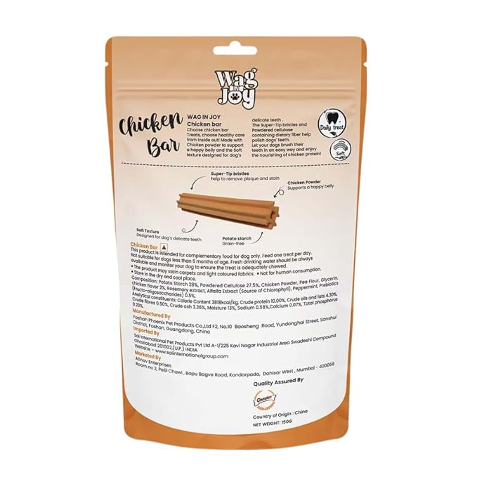 Chicken Bar Treats for Dogs | Non Veg | Grain Free, Soft Daily Treats for Healthy Teeth | 150 gm (Small)