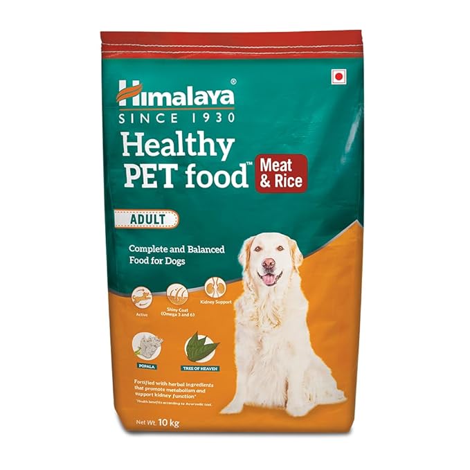Himalaya Healthy PET Food for Adult Dogs | Meat & Rice | 10kg | Complete & Balanced Nutrition with Mountain Knot Grass, Tree of Heaven & Guduchi