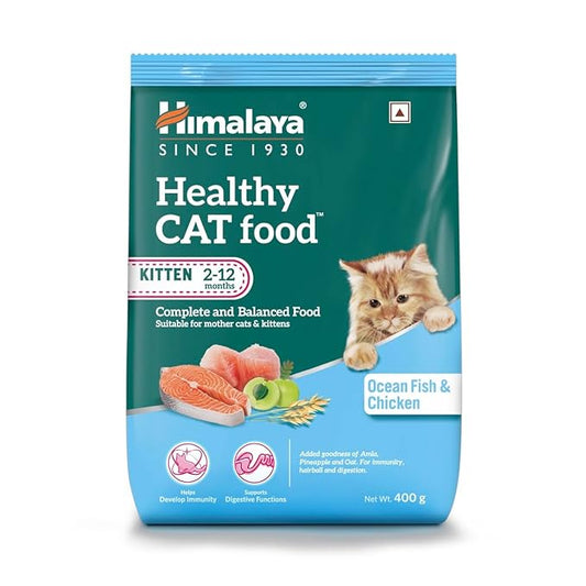 Himalaya Healthy CAT Food | Kitten & Mother Cat | Ocean Fish & Chicken | 400g | Complete & Balanced Nutrition with Oats, Pineapple & Amla