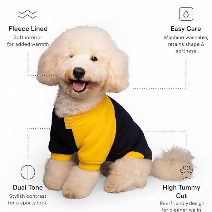 Zigly Lifestyle Winterized Duotone Dog Sweatshirt Yellow-XS-(30cm)| Cozy Warm Pet Clothing|Cozy Warm Wear for Dogs