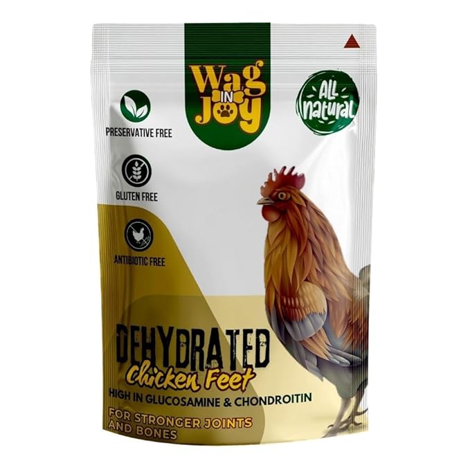 100% Natural Dehydrated Chicken Feet Treats for Dogs | High in Glucosamine & Chondroitin | Gluten-Free | 120 gram Pack with 8-12 Pieces, Young, Dry Food