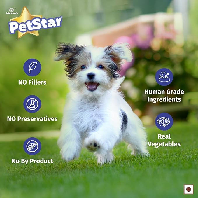 Mankind Petstar Puppy Wet Dog Food (High Protein) Chunky Chicken Gravy, 120g (Pack of 15) | Made with Real Chicken & Veggies |No Artificial Flavors