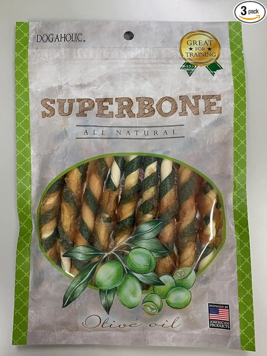 Dogaholic Superbone Stick Treats for Dogs Olive Oil (9Pcs), Medium, 150 g (Pack of 3)
