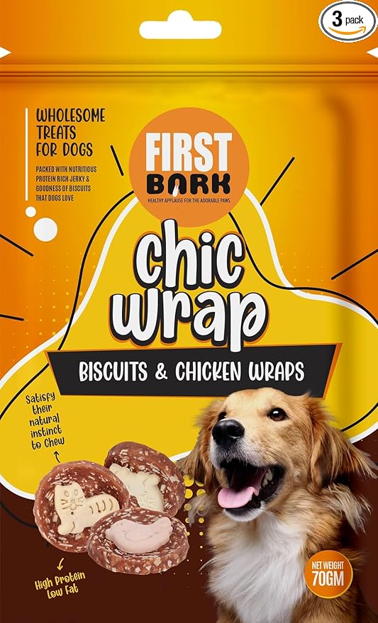 Chic Wrap Biscuits & Chicken Wraps Flavour (Pack of 3) Sold by DogsNCats,All Life Stages