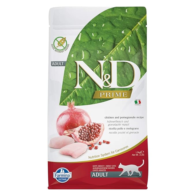N&D FARMINA PET FOODS Grain Free Chicken and Pomegranate Dry Adult Cat Food, 1.5 Kg,Pack of 1