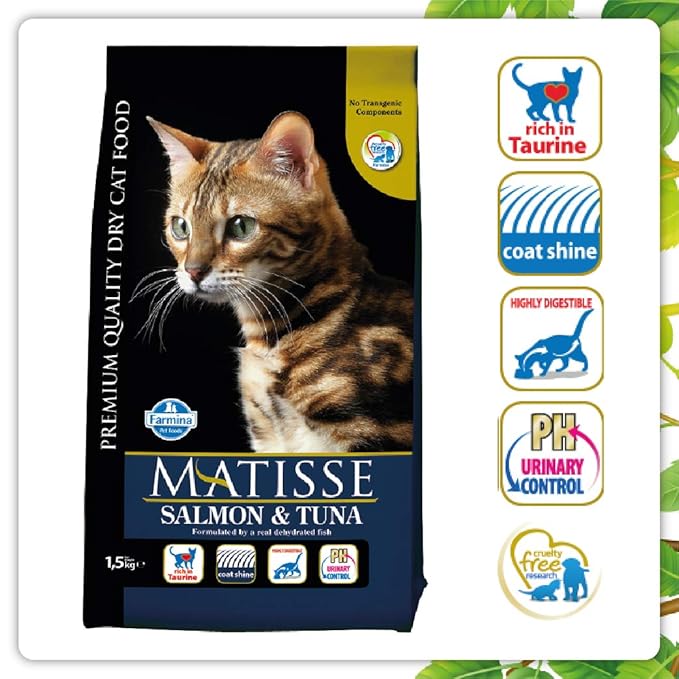 Matisse Farmina Pet Foods Dry Cat Food, Adult, 1.5-Kg, Salmon and Tuna (Pack of 1)