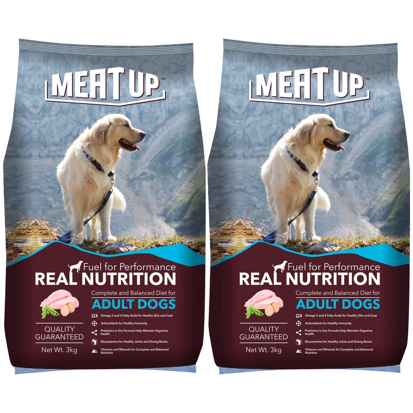 Meat Up Adult Dry Dog Food, 3+3 kg (Buy 1 Get 1 Free), Total 6 Kg Pack