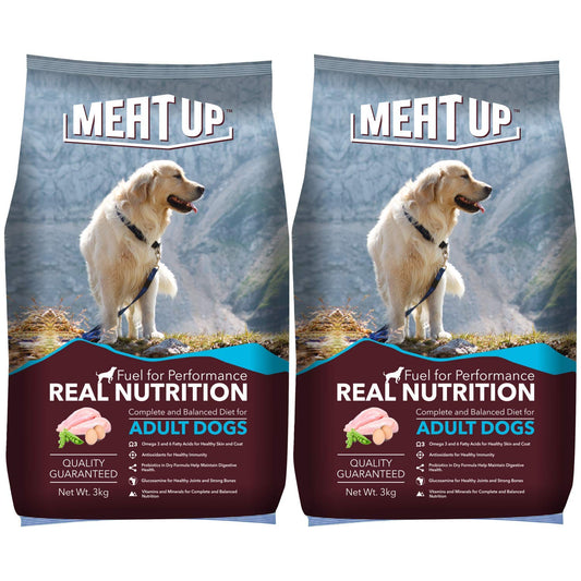 Meat Up Adult Dry Dog Food, 3+3 kg (Buy 1 Get 1 Free), Total 6 Kg Pack