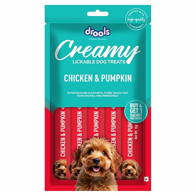 Drools Dog Treats, Creamy Chicken & Pumpkin, Tasty & Nutritious Snack for All Breeds, (15g x5),75g, All Life Stages