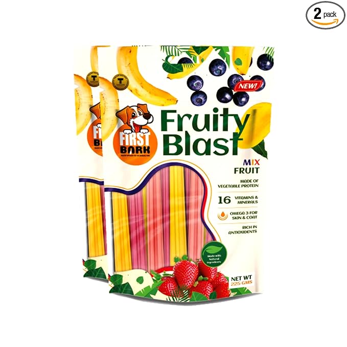 Fruity Blast Dog Treat Mix Fruit (Pack of 2) Dogs N Cats with Free Gnawlers Calcium Bone 1pc- 20g