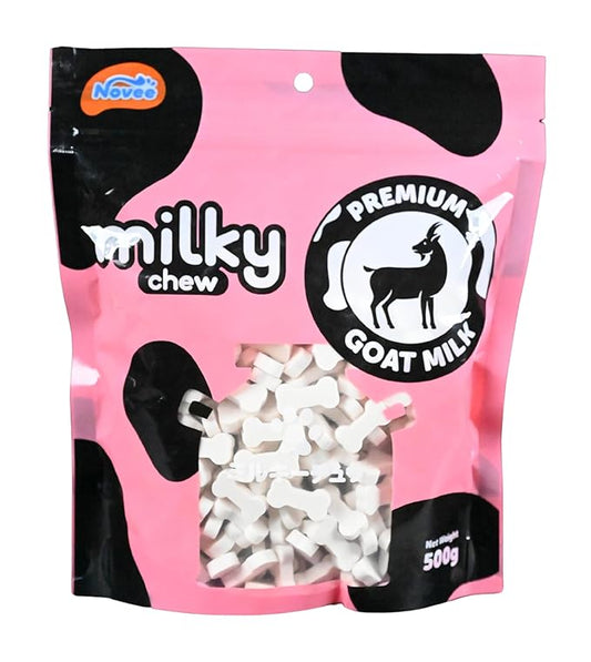 DOGAHOLIC Milky Chew Goat Milk Mini Bones Treats for Dogs, Premium Long-Lasting Chew Snacks, Rich in Calcium & Nutrients, Supports Digestive Health, Dog Treats for All Breeds, 500 g