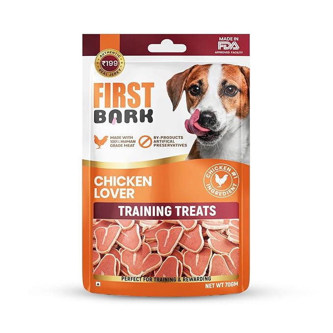 First Bark Dog Treats for Adult Dog & Puppy – Training Treats Bite-Sized Chicken Jerky for Dogs, Small Dogs & Shih Tzu | Puppy Treats & Dog Snacks –Chicken Lover (70g) x1