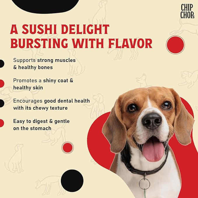 Chip Chops Dog Treat,Highly Nutritional & Digestible, Suitable for All Dog Breeds, Easy to Digest, No Artificial Flavors Added (Sushi Rolls 250g)