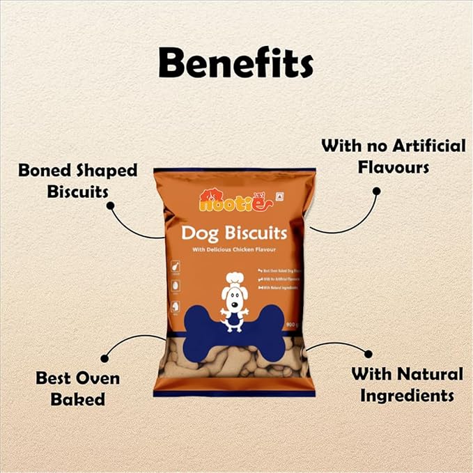 Nootie Freshly Baked Dog Biscuits | Highly Nutritional & Digestible Dog Treat | Real Chicken & Peanut Butter Cookies | High Protein Munchies for All Dog Breeds & Life Stages | Pack of 1 (900gms)
