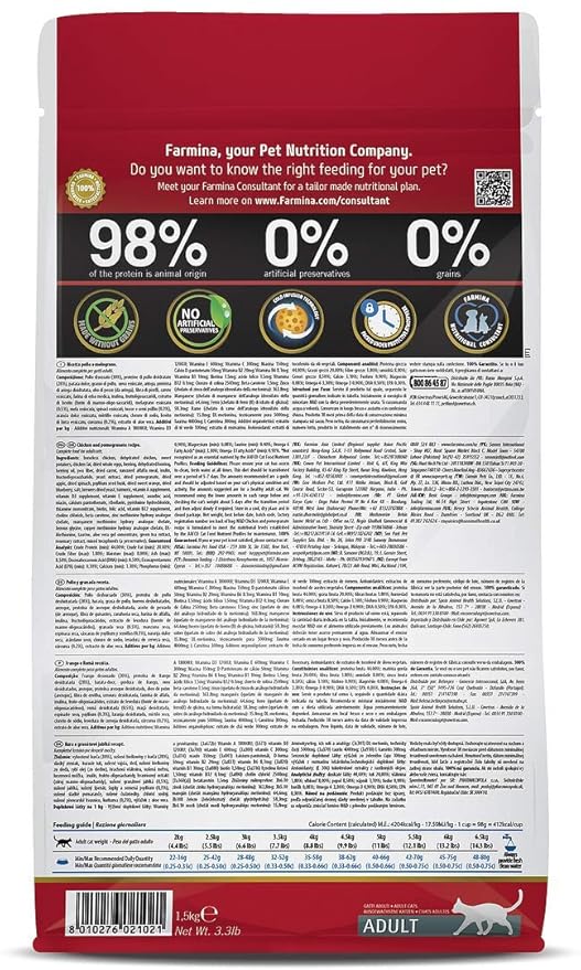 N&D FARMINA PET FOODS Grain Free Chicken and Pomegranate Dry Adult Cat Food, 1.5 Kg,Pack of 1