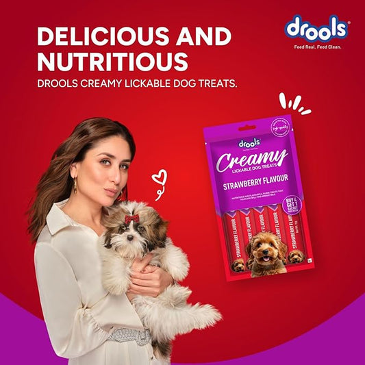 Drools Dog Treats, Creamy Strawberry 5 Sticks Tasty & Nutritious Snack for All Breeds, (15g x5),75g, All Life Stages
