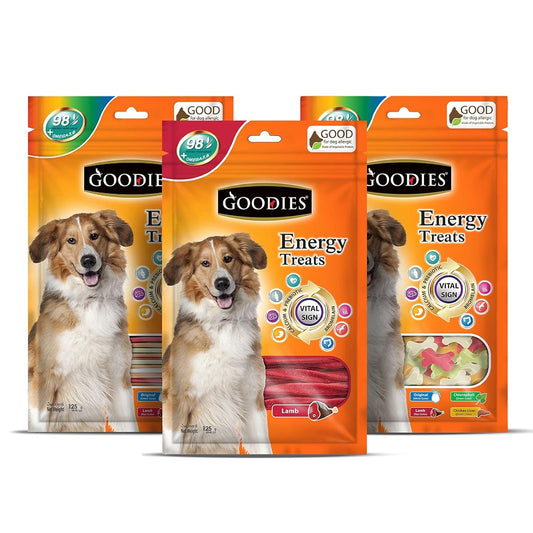 Goodies Dog Energy Treats Combo - Energy Treats Lamb, Mix Stick, Cut Bone for Dog of All Life Stages 125g Sold by DogsNCats