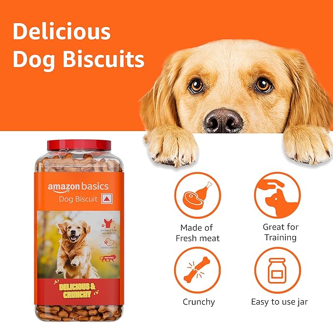 Amazon Basics Dog Biscuits for All Breeds | 1 kg (Pack of 2) | for All Life Stages