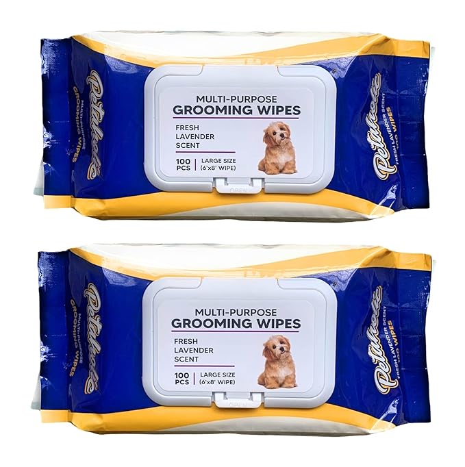 Petaholic Wet Pet Wipes for Dogs, Puppies & Pets with Fresh Lavender Scent 6"x 8" - Pack of 100 Wipes (Pack of 2)