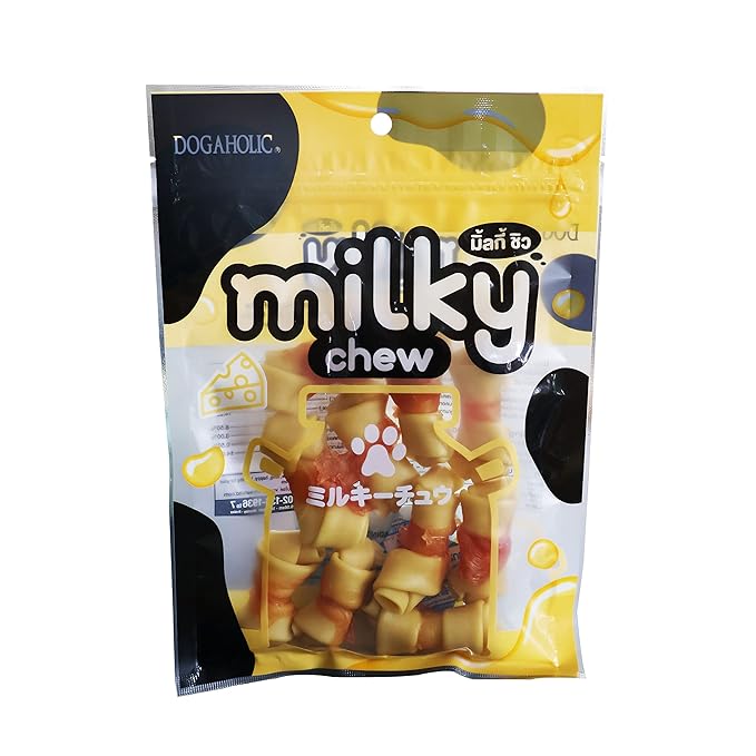 Dogaholic Milky Chew Cheese & Chicken Bone Dog Treats, Protein Rich Milky Snacks for Dogs of All Breeds and Ages, Helps Muscle Development, Pack of 2,All Life Stages