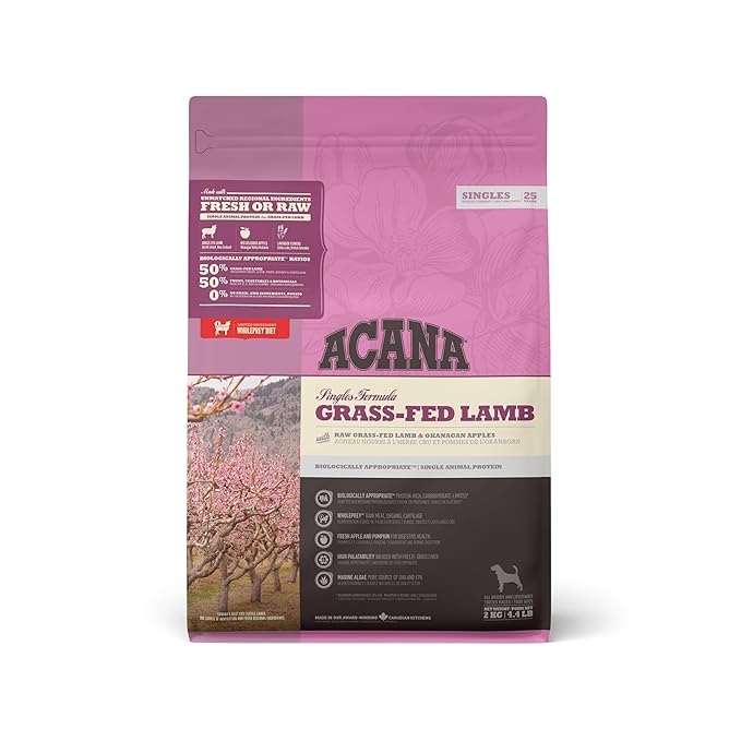 Acana Grass-Fed Lamb Dry Dog Food, Grain Free Dog Food for All Life Stages, Fresh or Raw Ingredients, 11.4 kg