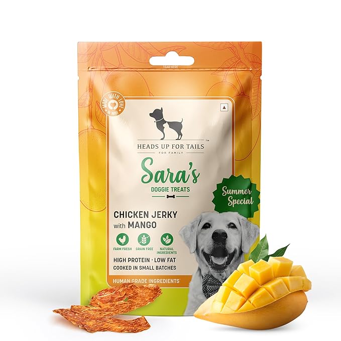 HUFT Sara's Doggie Treats – Mango Chicken Jerky 70 g | 100% Natural, Farm-Fresh Ingredients | No Preservatives or Artificial Colors | Healthy, High-Protein Treat for All Dog Breeds