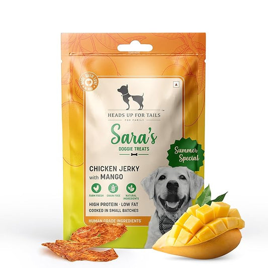HUFT Sara's Doggie Treats – Mango Chicken Jerky 70 g | 100% Natural, Farm-Fresh Ingredients | No Preservatives or Artificial Colors | Healthy, High-Protein Treat for All Dog Breeds