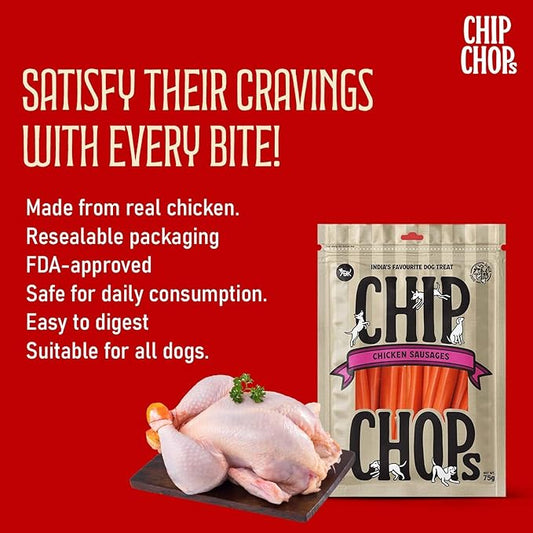 Chip Chops Dog Treat Chicken Sausage,No Artificial Flavors Added, (Pack of 4) - 240g