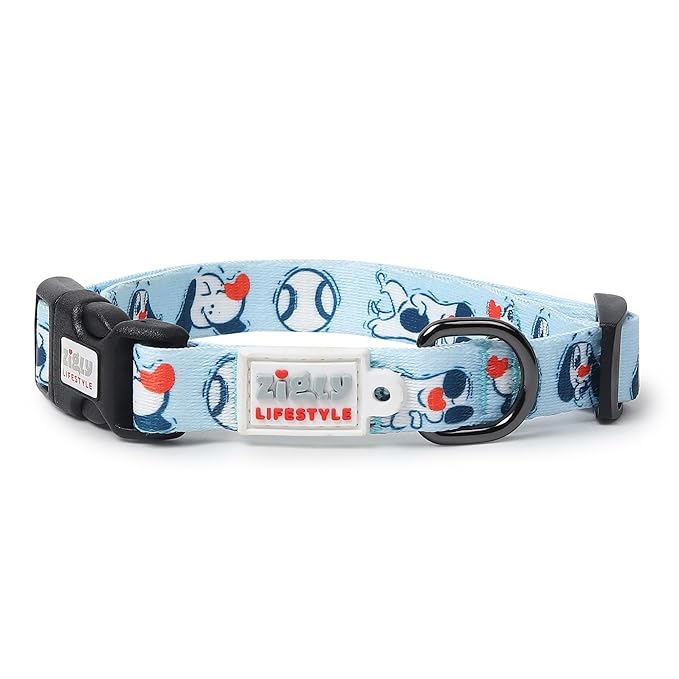 Zigly Lifestyle Doodle Dog Collar-Large - Blue-Adjustable & Durable Collar for Large Dogs | Stylish Pet Collar for Daily Use | Collars for Dogs