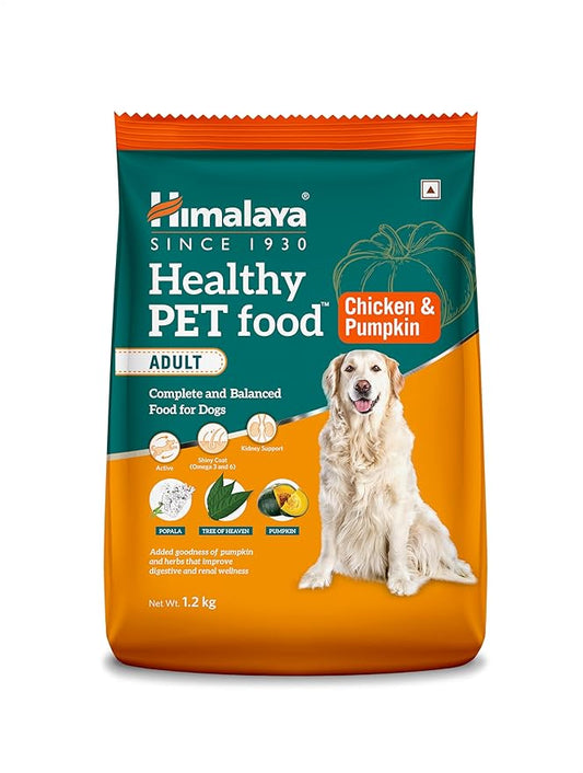 Himalaya Healthy Pet Food | Chicken & Pumpkin Flavor | For Healthy Appetite & Shiny coat | 100% Complete & Balanced Food for Adult Dogs | 1.2 kg Pack