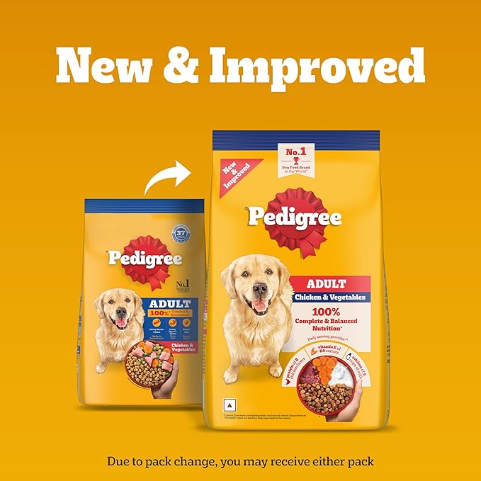Pedigree Adult Dry Dog Food, Chicken & Vegetables, 20 kg, Contains 37 Essential Nutrients, 100% Complete & Balanced Food for Adult Dogs