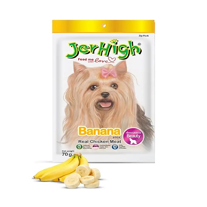 JerHigh Fruity Banana Stick Dog Treat, 70 G (Pack of 1), All Life Stages