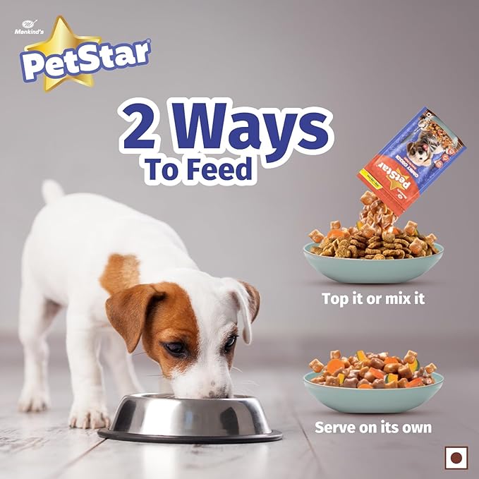 Mankind Petstar Puppy Wet Dog Food (High Protein) Chunky Chicken Gravy, 120g (Pack of 15) | Made with Real Chicken & Veggies |No Artificial Flavors