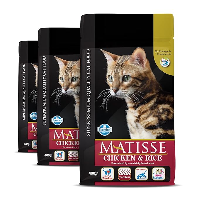 FARMINA PET FOODS Matisse - Chicken & Rice - Cat Dry Food - Adult (Pack of 3, Each 400Gms)
