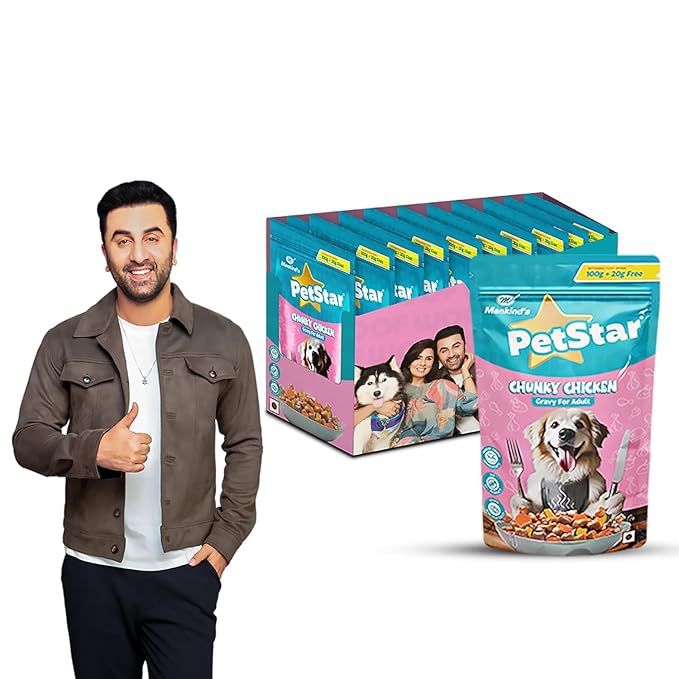 Mankind Petstar Adult Dog Food (High Protein) Combo - Meat & Wheat 3 kg + Adult Gravy 120g (Pack of 15)